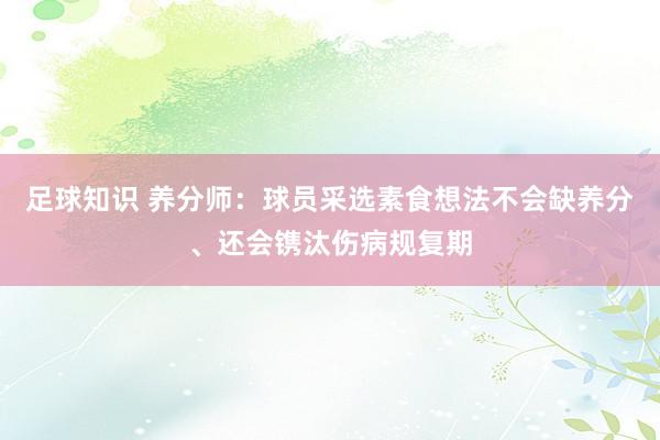 足球知识 养分师：球员采选素食想法不会缺养分、还会镌汰伤病规复期