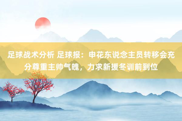 足球战术分析 足球报：申花东说念主员转移会充分尊重主帅气魄，力求新援冬训前到位