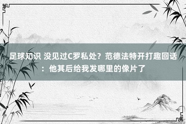 足球知识 没见过C罗私处？范德法特开打趣回话：他其后给我发哪里的像片了