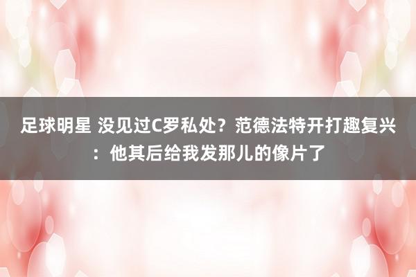 足球明星 没见过C罗私处？范德法特开打趣复兴：他其后给我发那儿的像片了