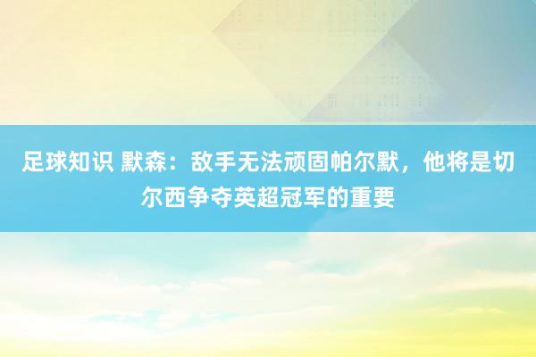 足球知识 默森：敌手无法顽固帕尔默，他将是切尔西争夺英超冠军的重要