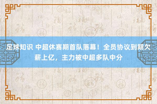 足球知识 中超休赛期首队落幕！全员协议到期欠薪上亿，主力被中超多队中分